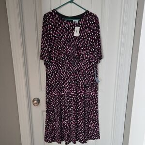 London Times Black and Pink Midi Dress